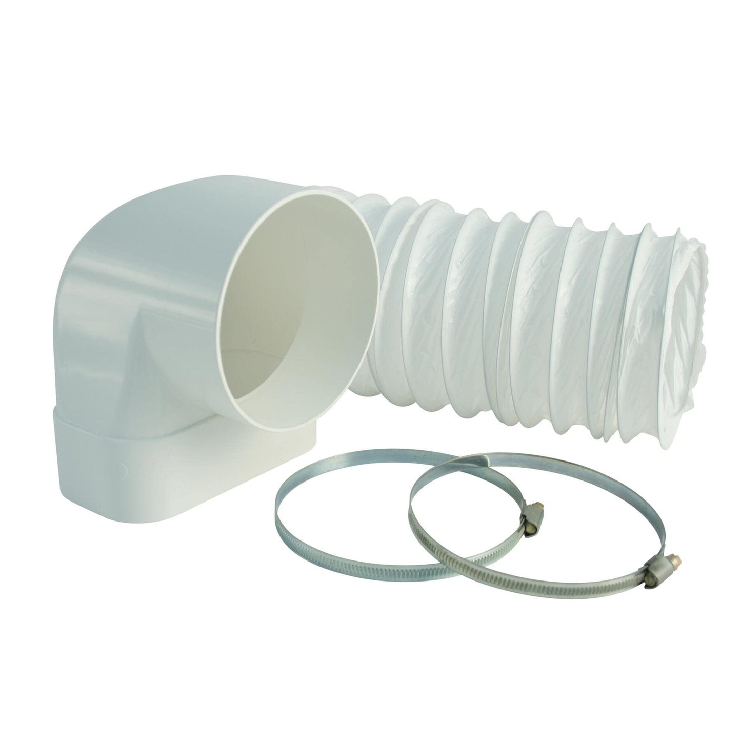Umlenkstück FLAKA m.Schlauch 50cm, 125mm, 2 Schellen,weiß