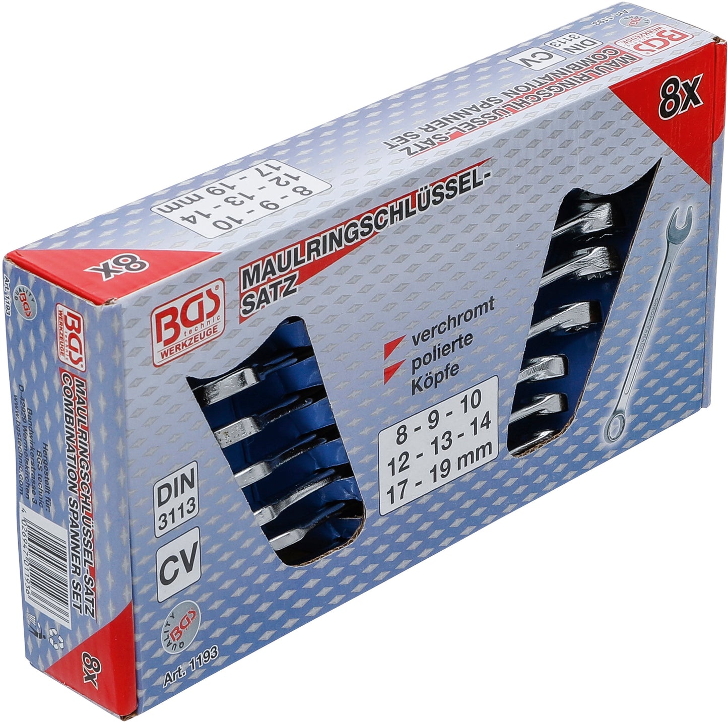 BGS Maul-Ringschlüssel-Satz | SW 8-19 mm | 8 teilig