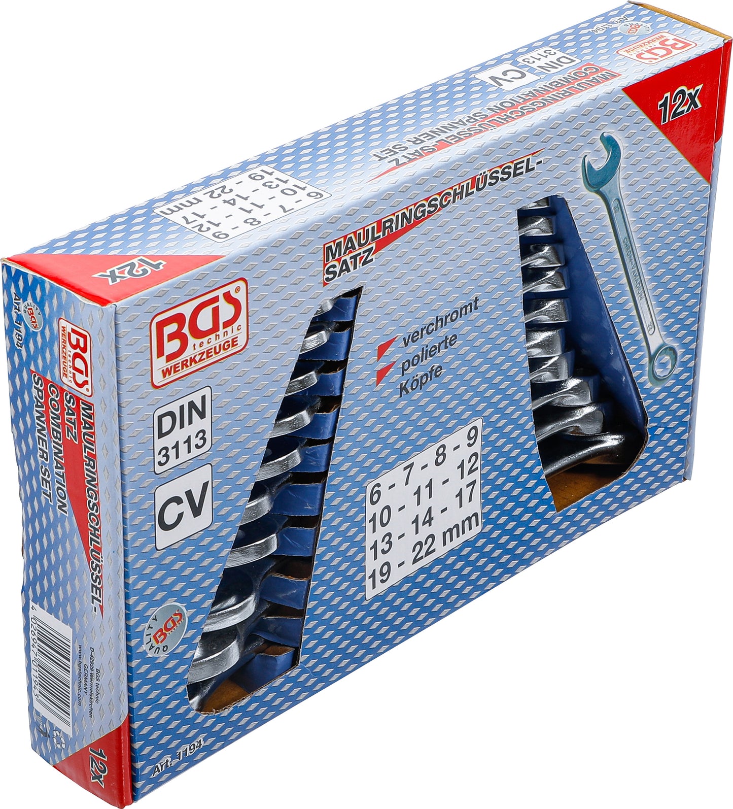 BGS Maul-Ringschlüssel-Satz | SW 6-22 mm | 12 teilig