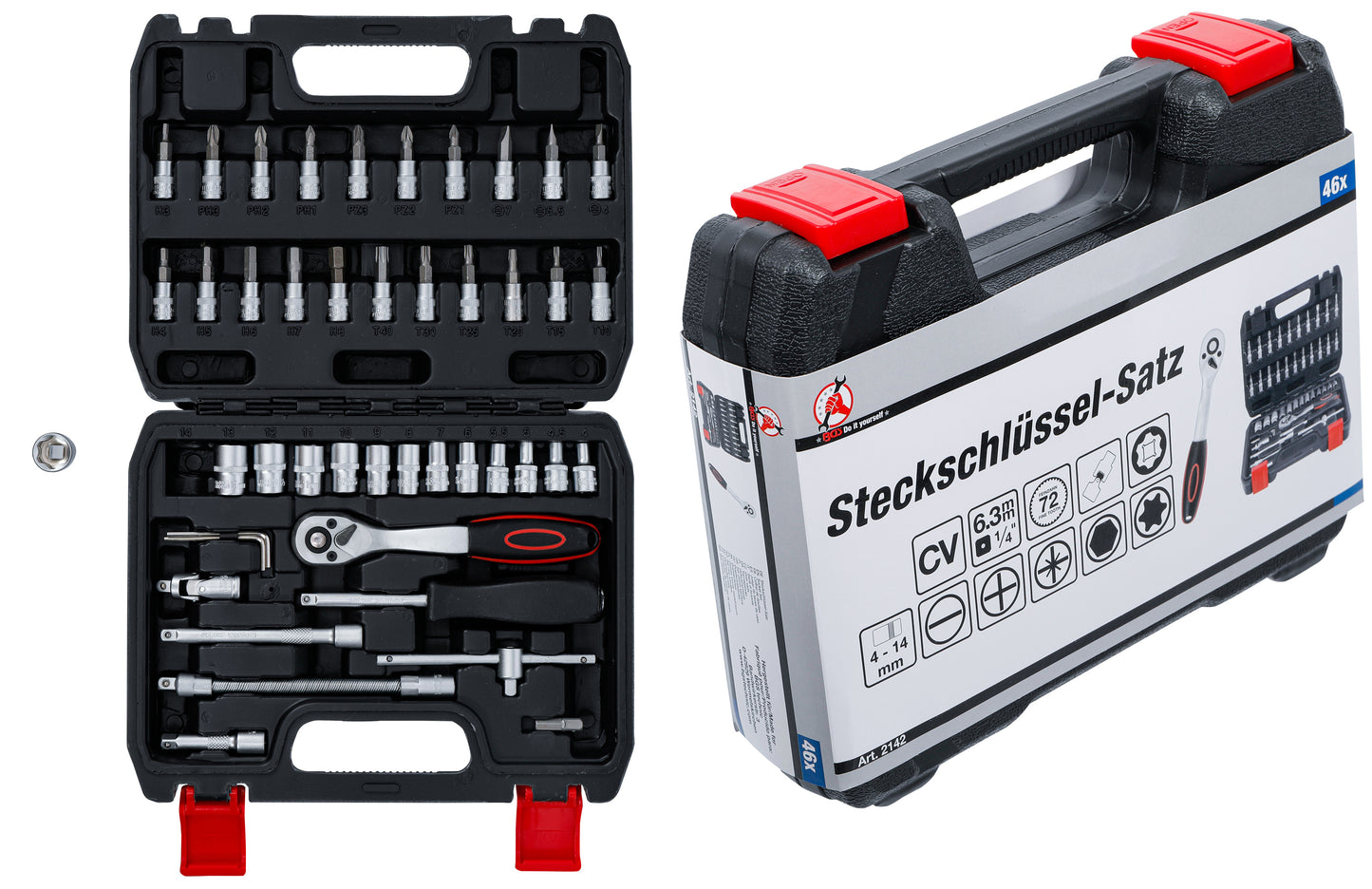 BGS Steckschlüssel-Satz | Antrieb 6,3 mm (1/4") | 46 teilig