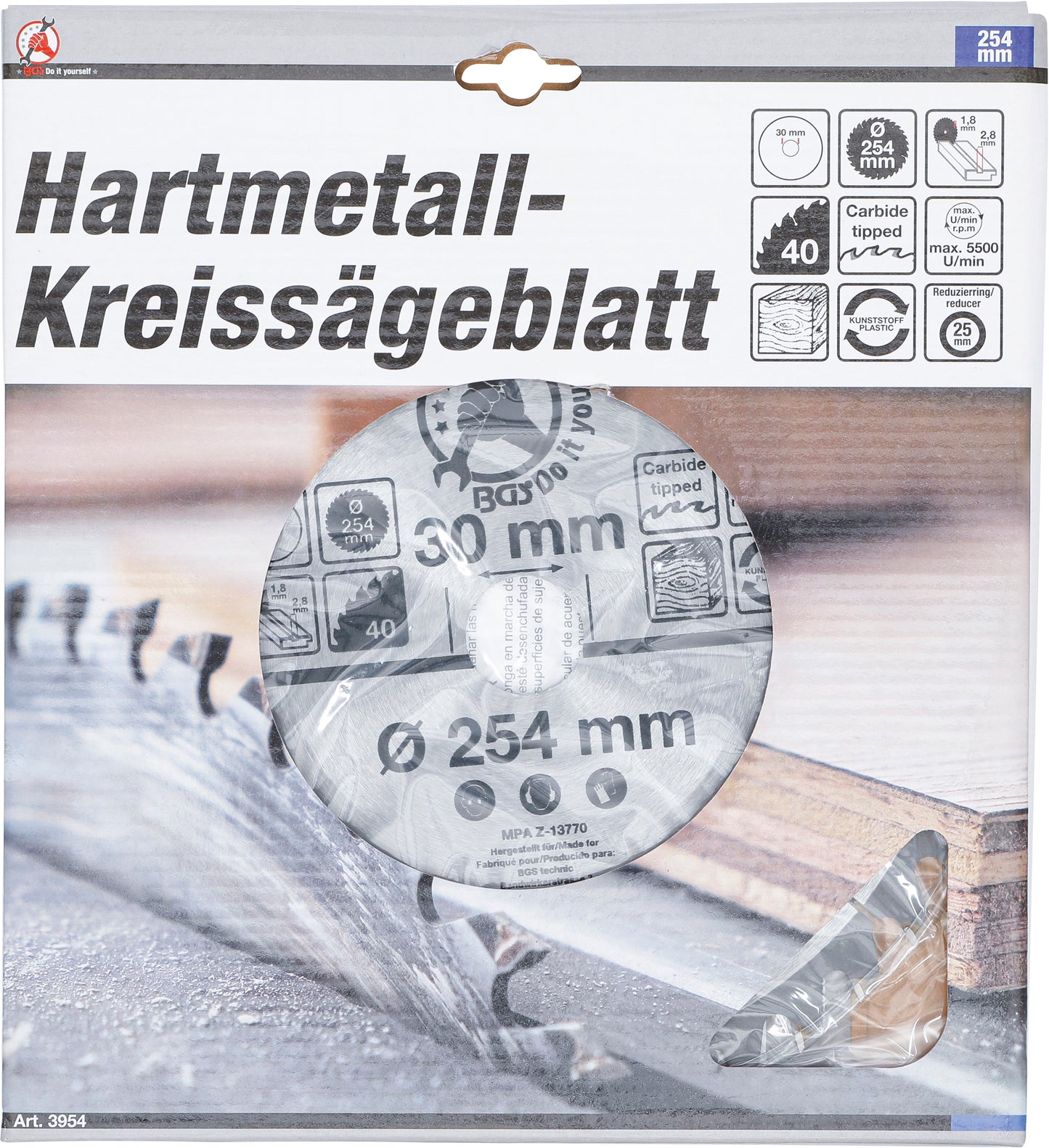 BGS Hartmetall-Kreissägeblatt | Ø 254 x 30 x 2,8 mm | 40 Zähne
