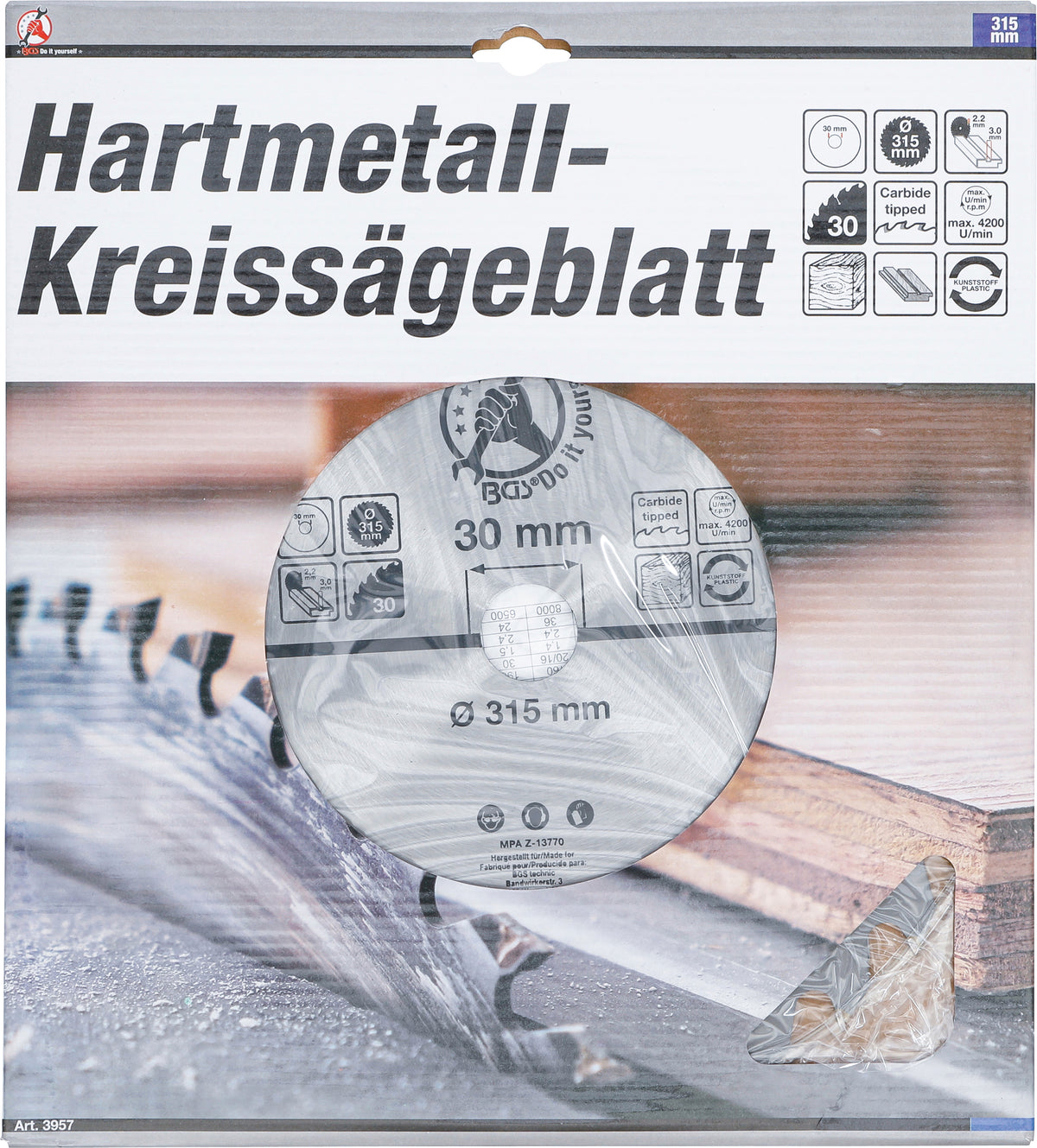 BGS Hartmetall-Kreissägeblatt | Ø 315 x 30 x 3,0 mm | 30 Zähne