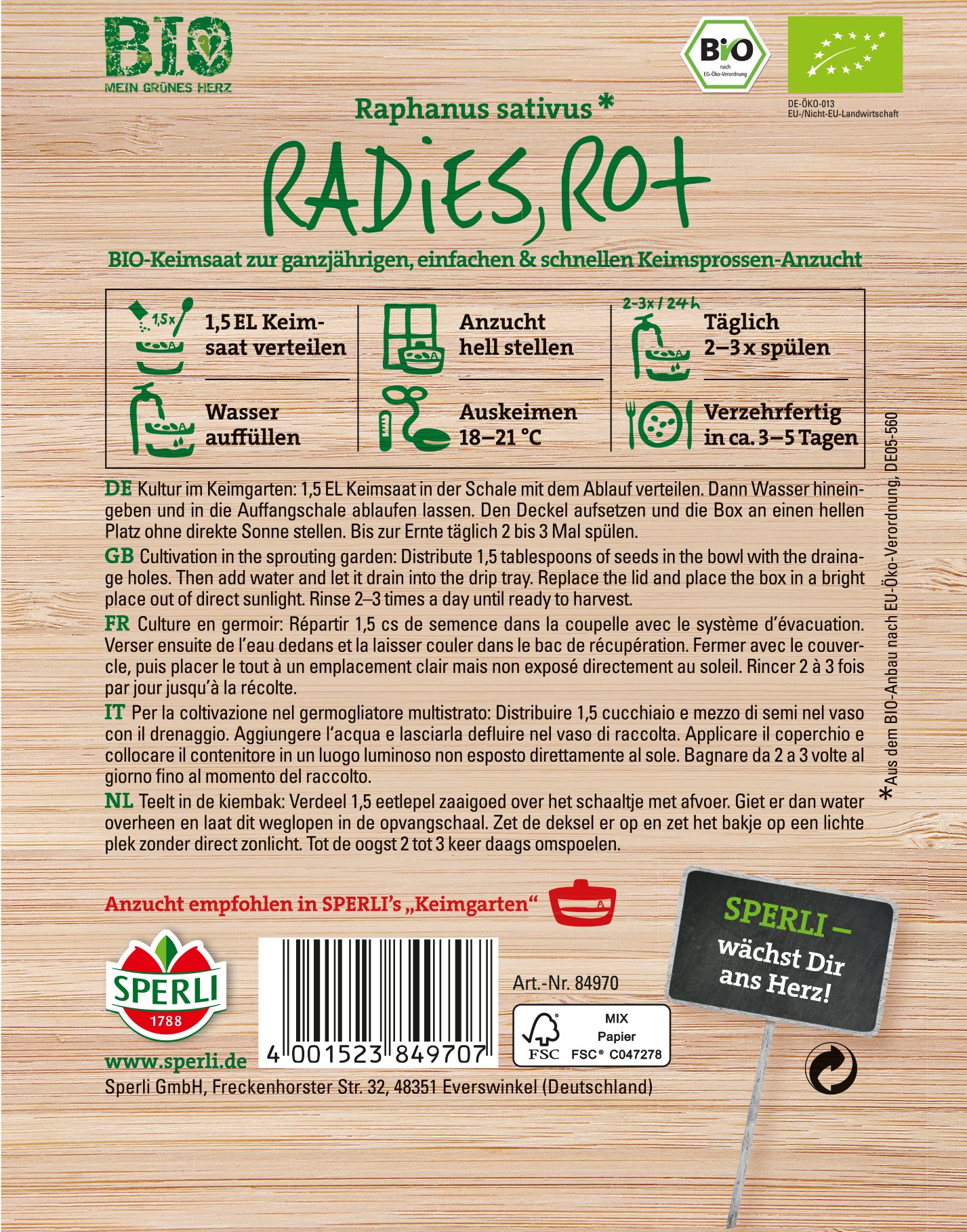 BIO Keimsprossen Radies (rot)