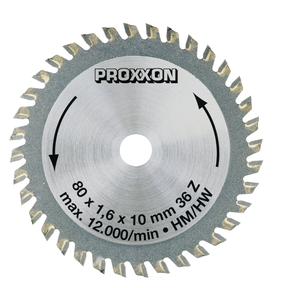PROXXON-Kreissägeblatt, HM-bestückt, Ø 80 x 1,6 x 10 mm, 36 Zähne