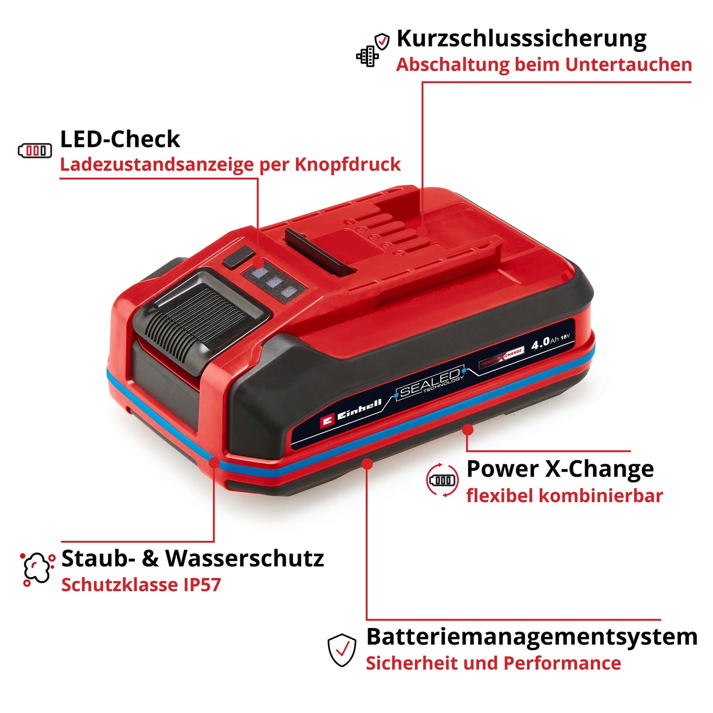 Der Einhell 18 V 4,0 Ah SEALED Power X-Change PLUS gehört zum multifunktion