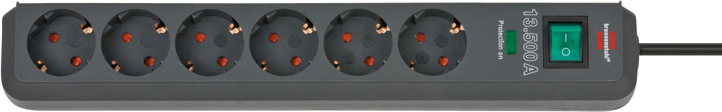 Eco-Line 6fach Leiste anthrazit *DE* 1,5m H05VV-F3G1,5 Ü-Schutz,Schalter