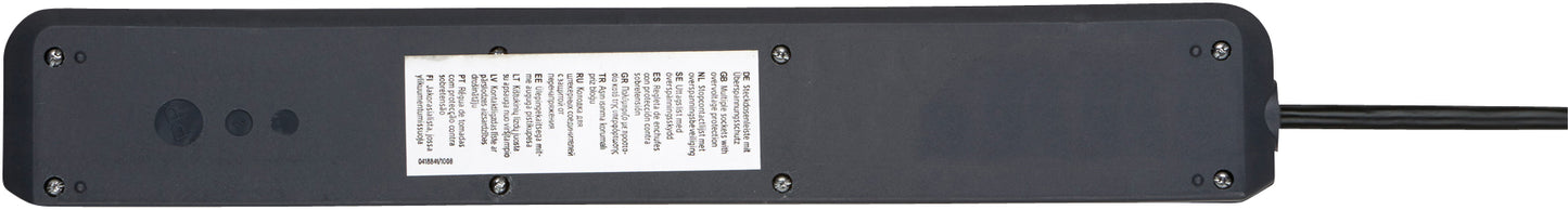 Eco-Line 6fach Leiste anthrazit *DE* 1,5m H05VV-F3G1,5 Ü-Schutz,Schalter