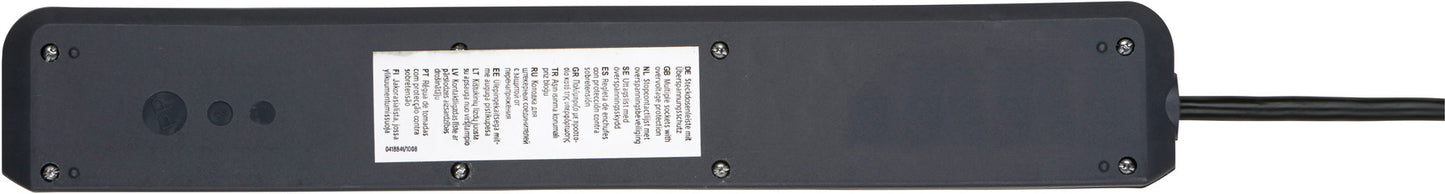 Eco-Line 6fach Leiste anthrazit *DE* 1,5m H05VV-F3G1,5 Ü-Schutz,Schalter schwarz, ca.1.5m H05VV-F3G1.5