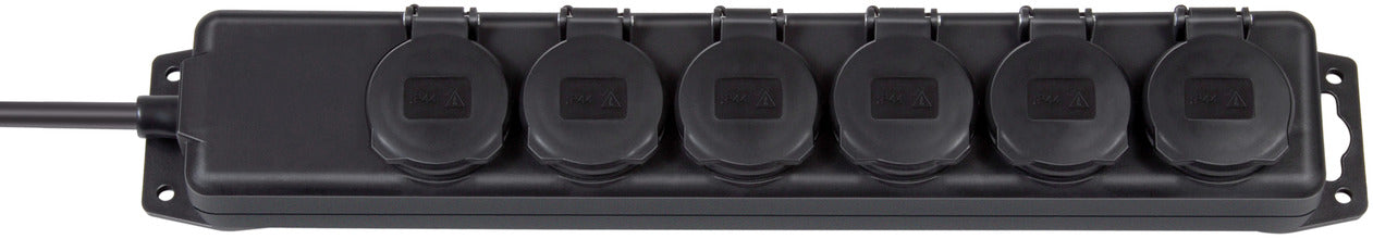 Std-Verteiler 6fach 2m H07RN-F3G1.5 schwarz, ohne Schalter <IP44> sw ohne Schalter IP44