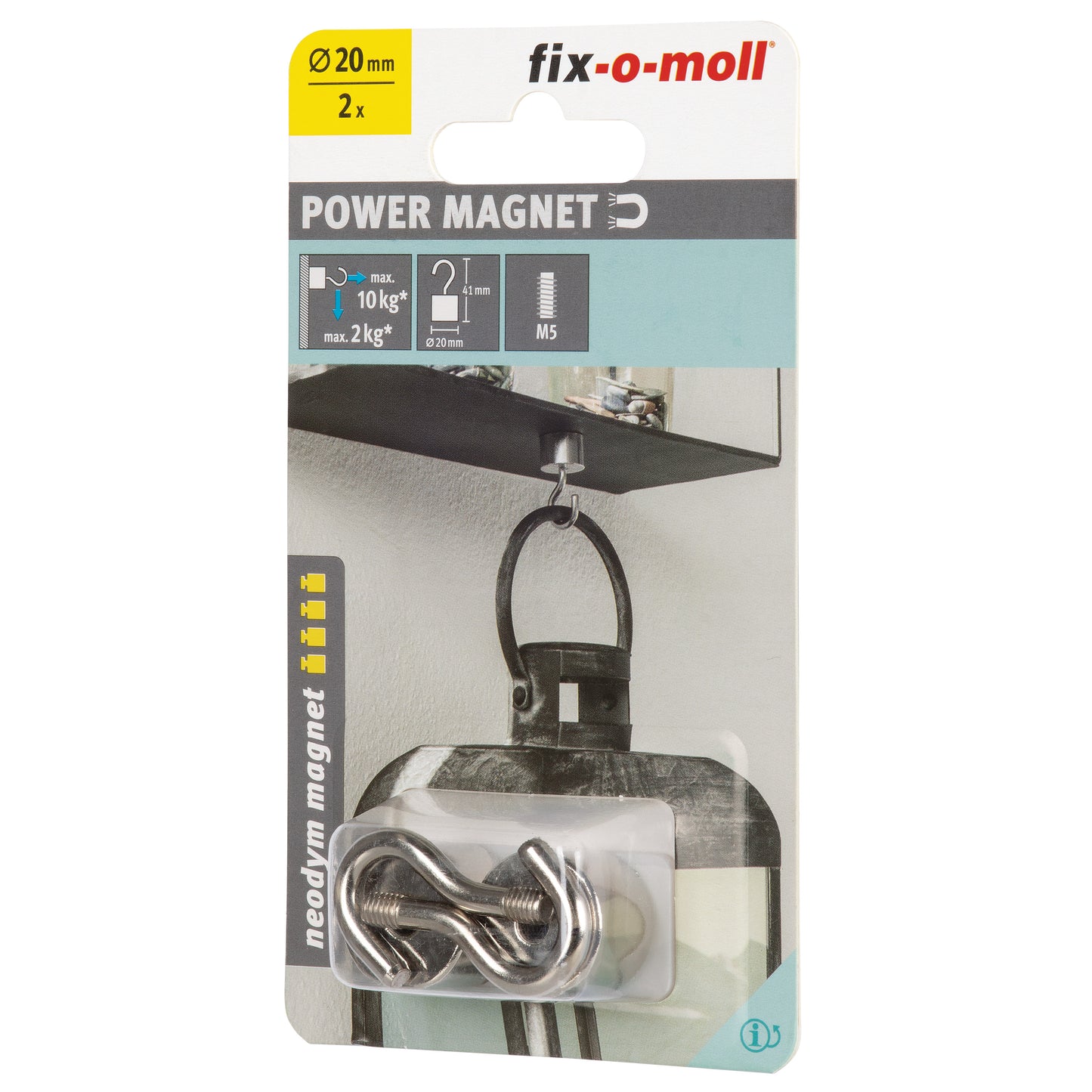 Magnethaken Neodym silb.20mm H 41mm 2St.