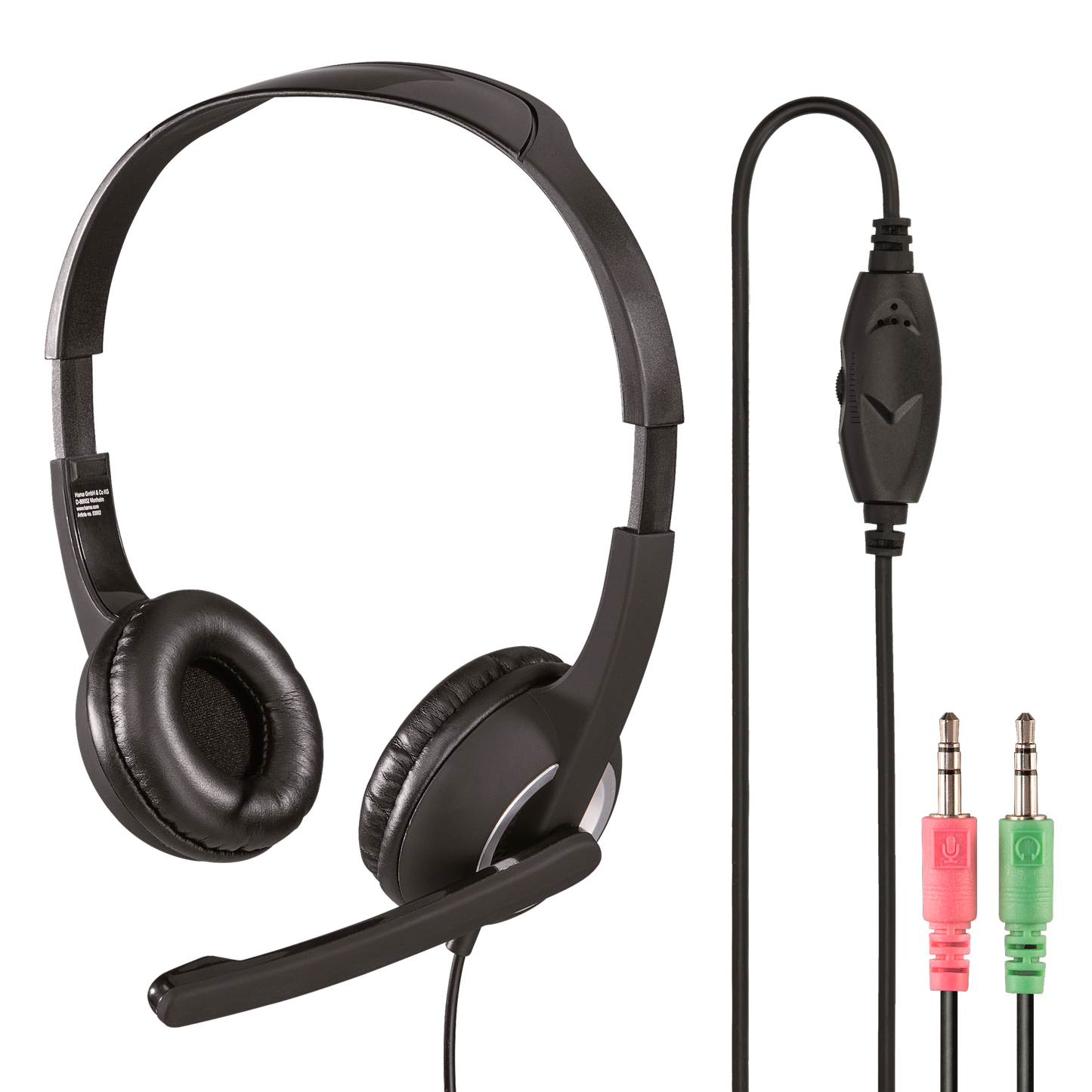PC-Office-Headset "HS-P150", Stereo, Schwarz leicht, verstellbar, Kabel 2m