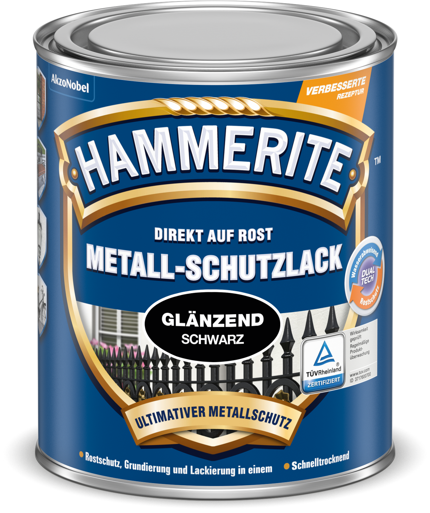 Hammerite Metall-Schutzlack 250ml | Schwarz glänzend