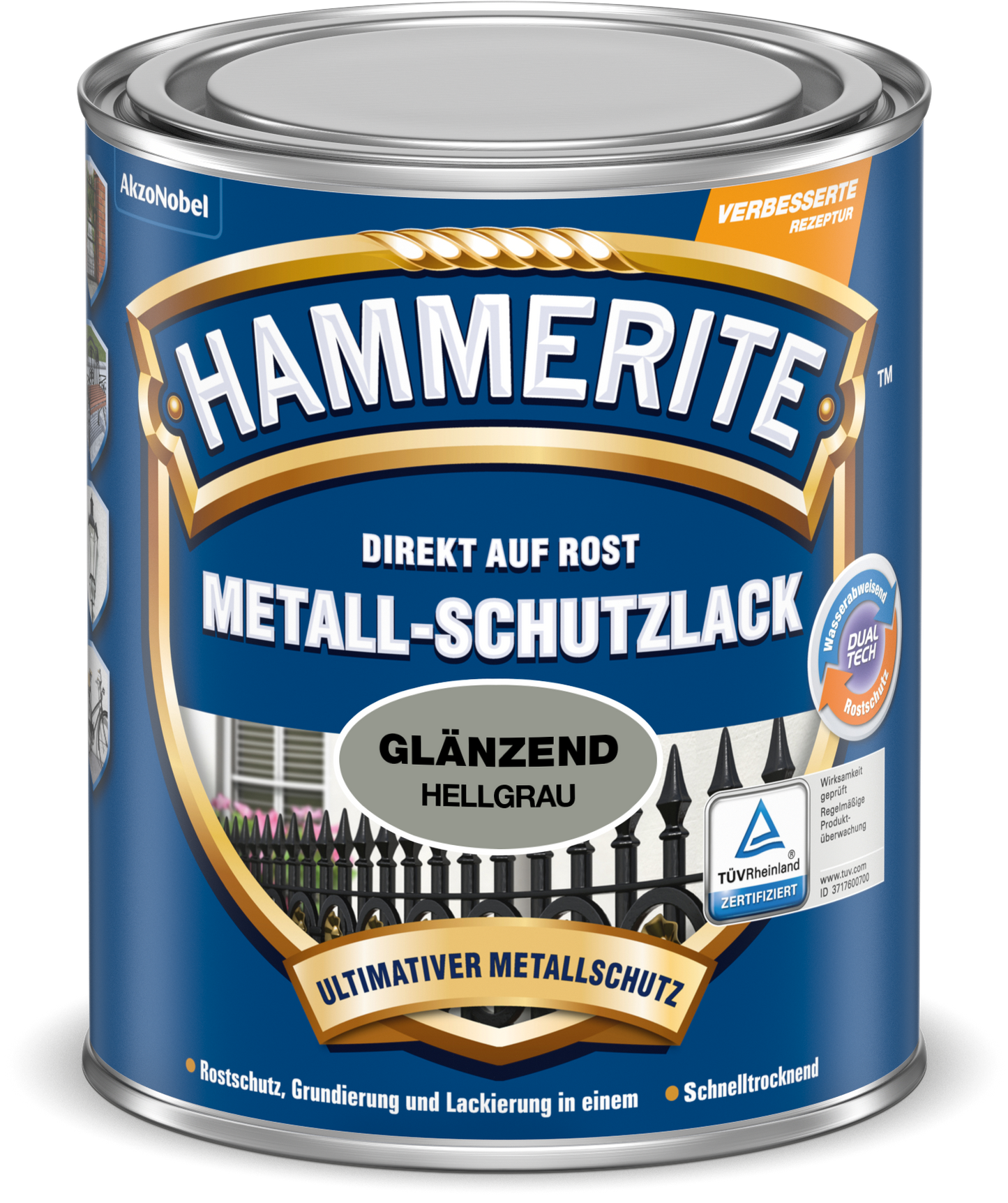 Hammerite Metallschutzlack 250ml | Hellgrau glänzend