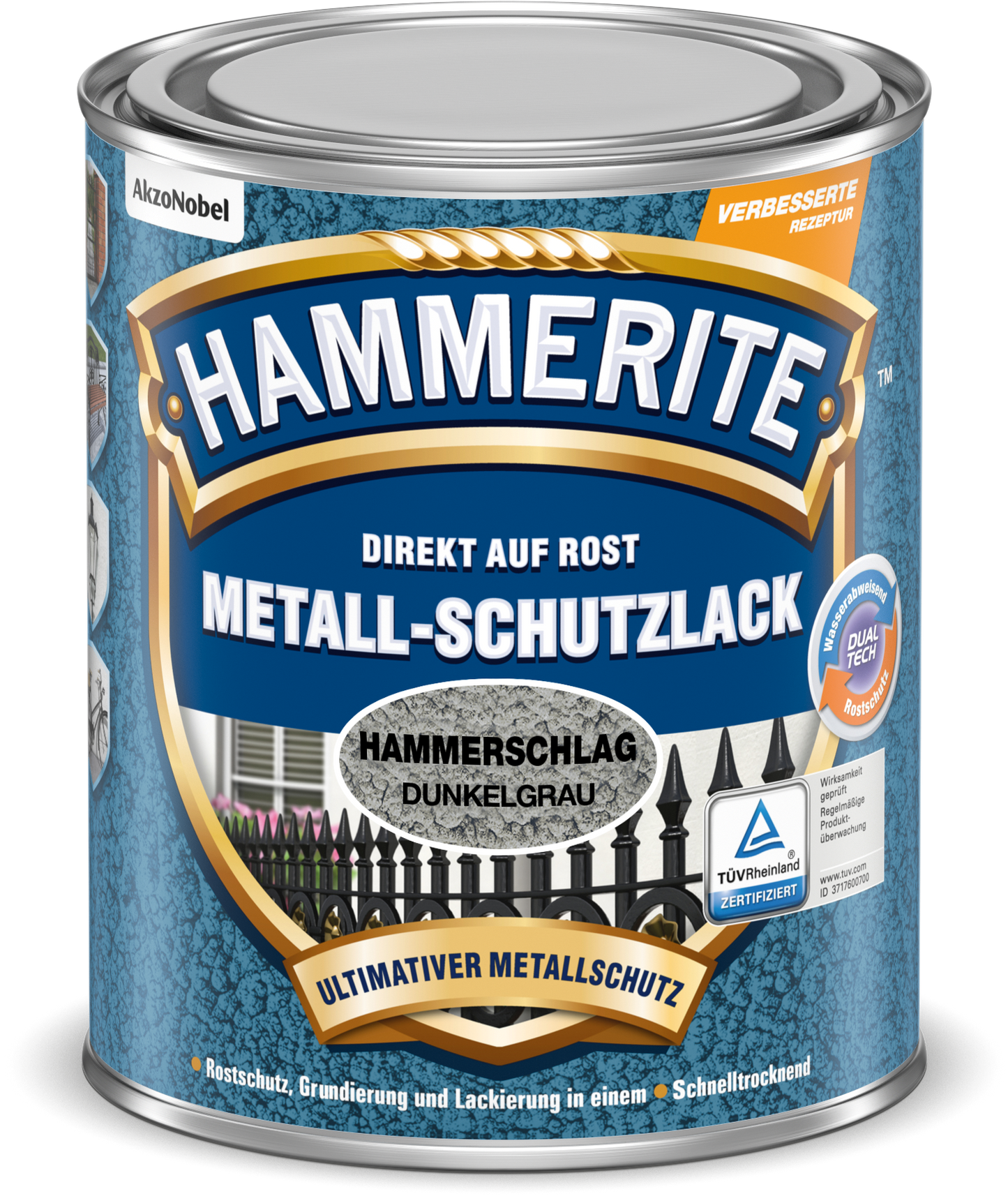 Hammerite Metallschutzlack "Hammerschlag" 250ml | Dunkelgrau