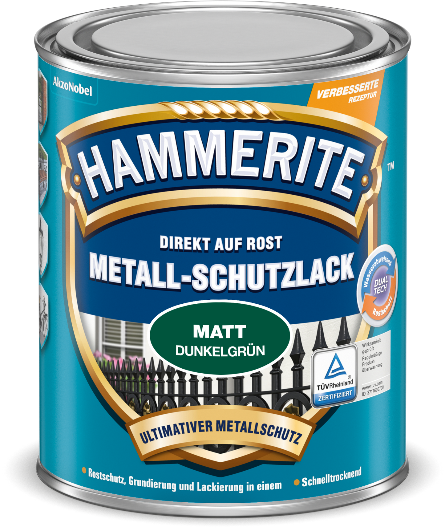 Hammerite Metall-Schutzlack 250ml | Matt Dunkelgruen