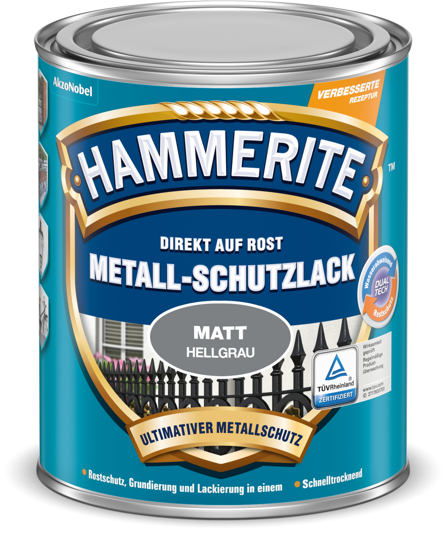 Hammerite Metall-Schutzlack 750ml | Matt Hellgrau