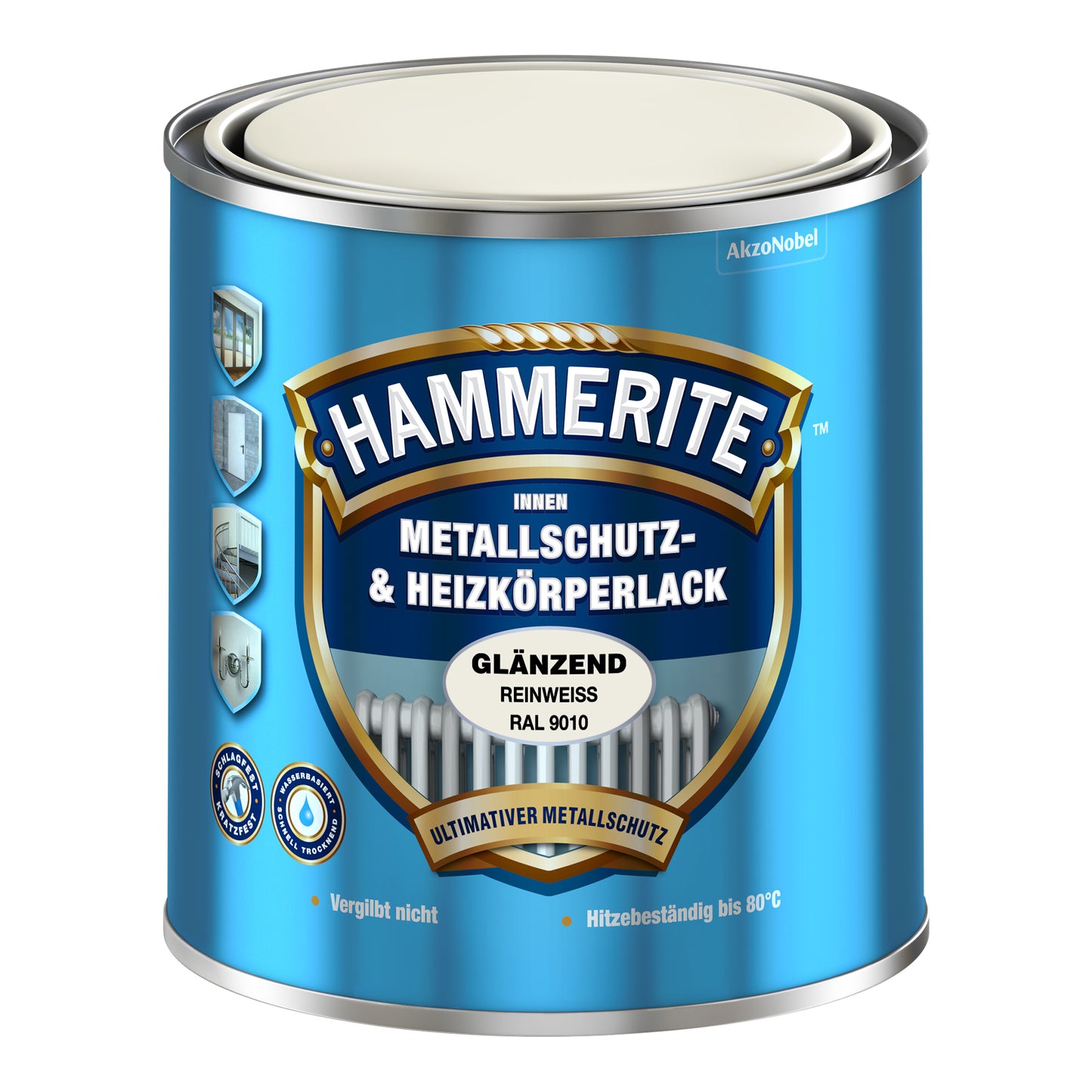 Hammerite Metallschutz- und Heizkörperlack 500ml | Weiß glänzend