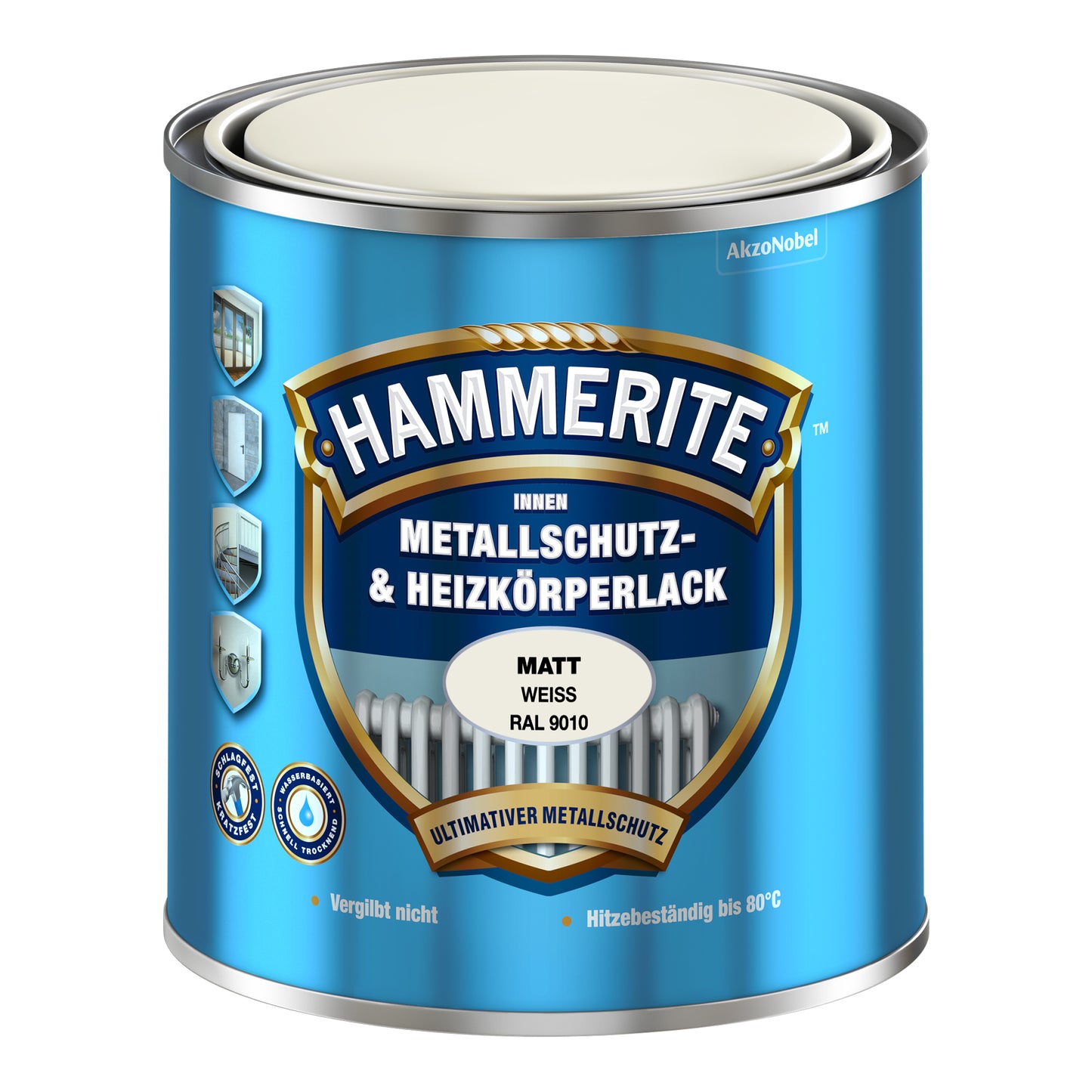 Hammerite Metallschutz- und Heizkörperlack 500ml | Weiß seidenmatt