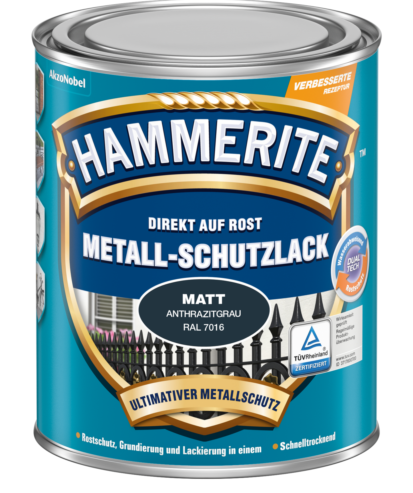 Hammerite Metallschutzlack 250ml | Matt Anthrazitgrau