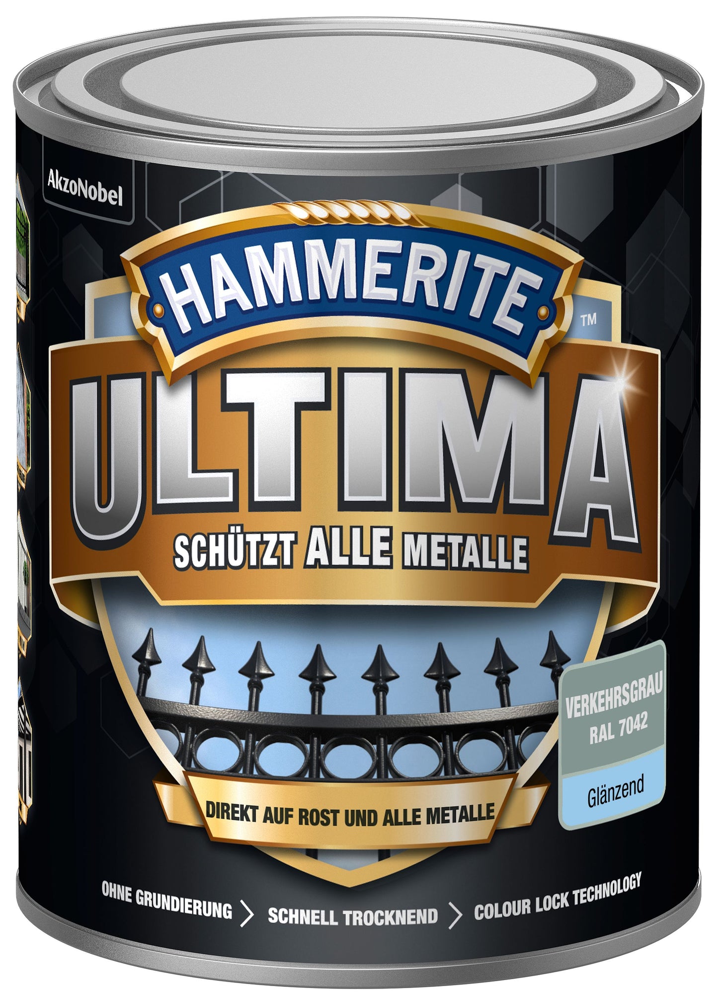 Hammerite Metall-Schutzlack ULTIMA 750ml | Verkehrsgrau RAL7042