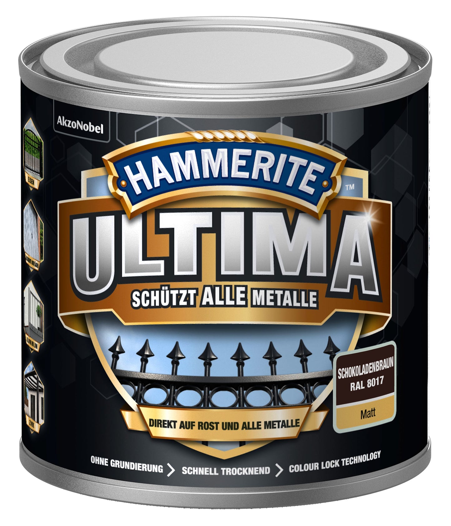 Hammerite Metall-Schutzlack ULTIMA Matt 250ml | Schokoladenbraun RAL8017