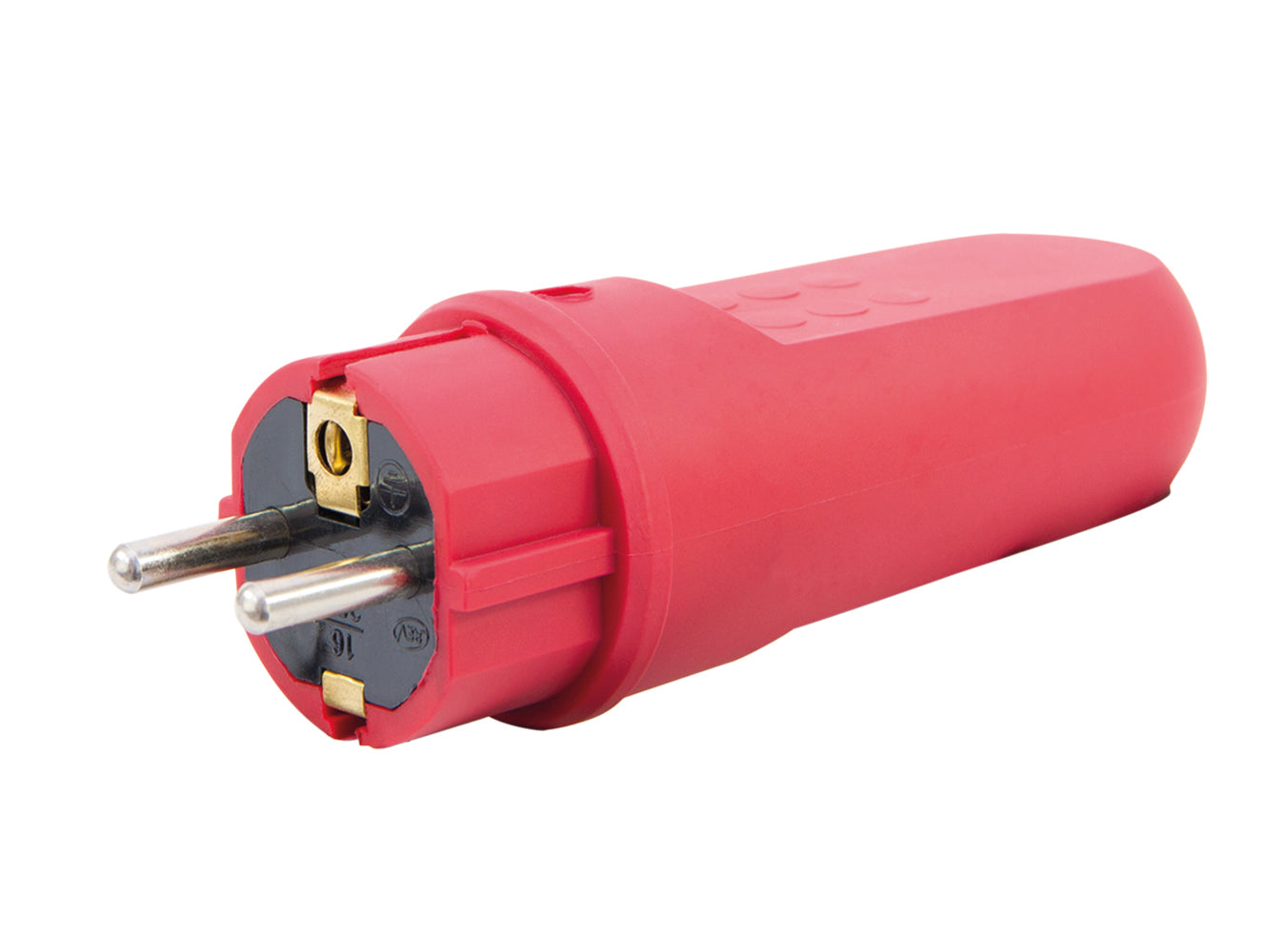 Schutzkontakt-Stecker | Vollgummi | IP44 | Rot