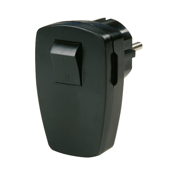 REV Schutzkontakt Stecker mit Schalter | IP20 | 16A | 230V | schwarz
