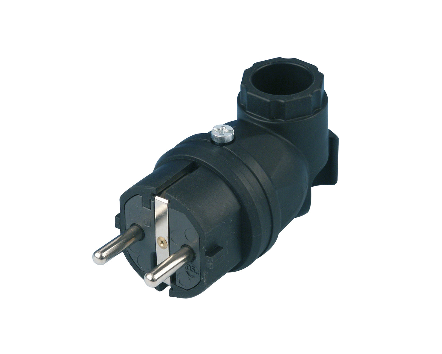 Schutzkontakt-Winkelstecker | Gummi | IP44 | Schwarz