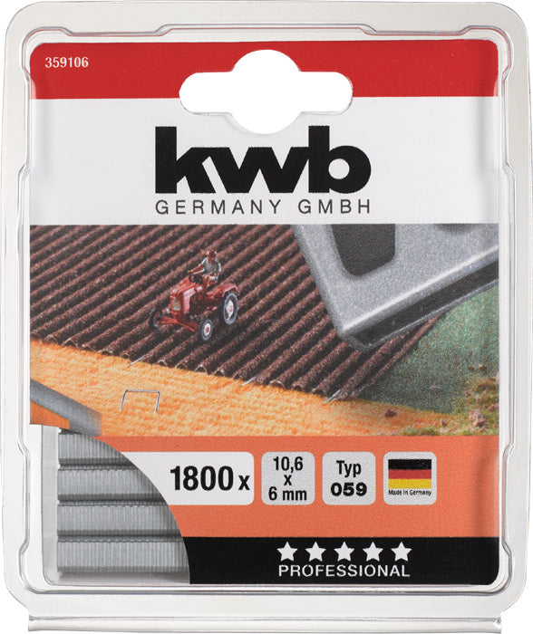Klammern, 10,6 mm breit x 6 mm Klammerhöhe, Feindraht, Stahl, 1800 Stk., TYP 059/359