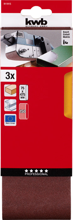 Schleifbänder, Edelkorund, 75 x 457 mm, K 150