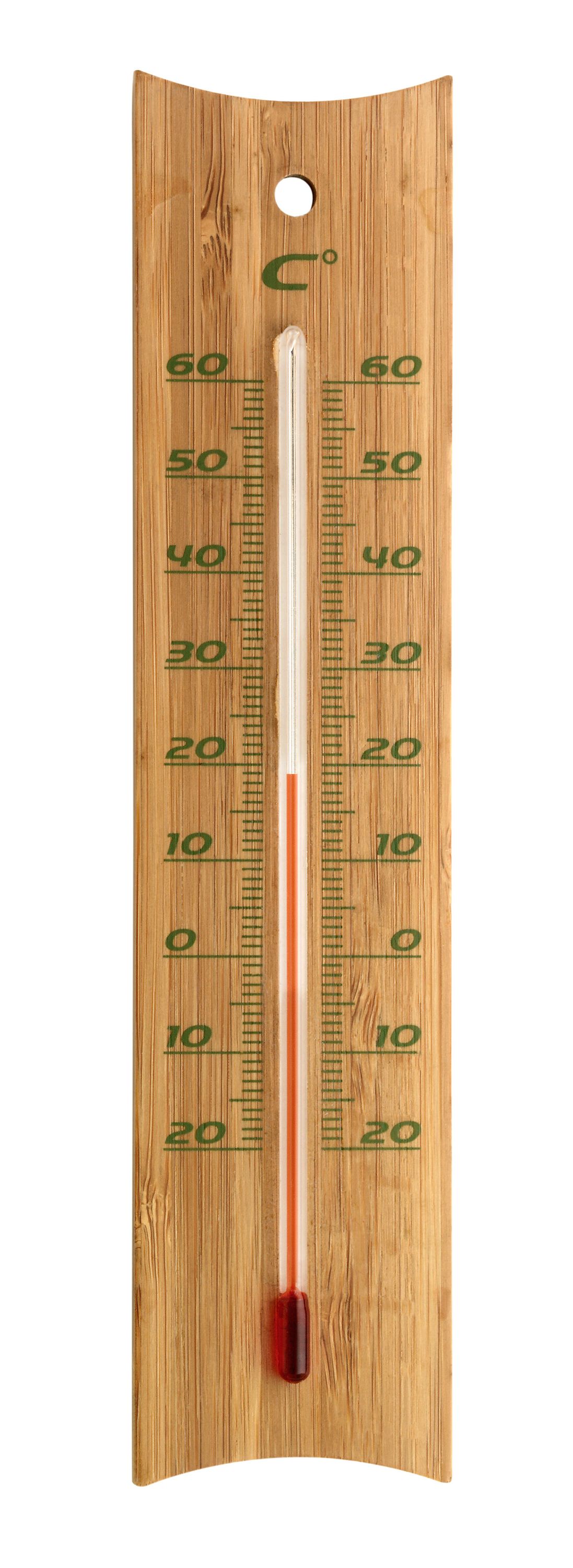 TFA Dostmann Analoges Innen-Außen-Thermometer aus Bambus 12.1049, natur Bambus, BL-12TFA