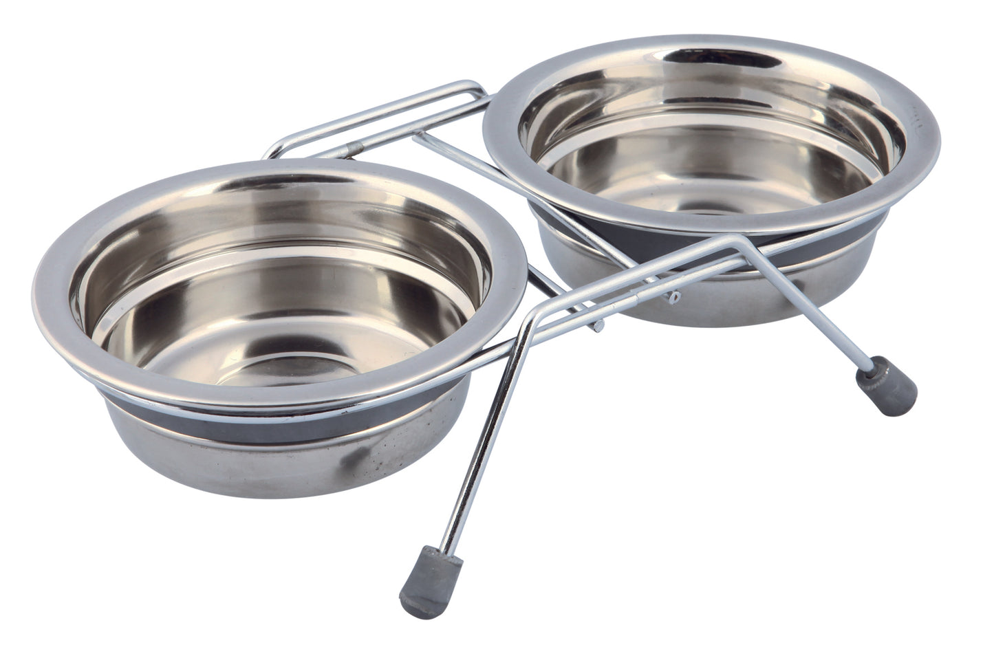 Napf-Set mit Klapperschutz, Edelstahl/Metall, 2 × 0,25 l/ø 11 cm, grau
