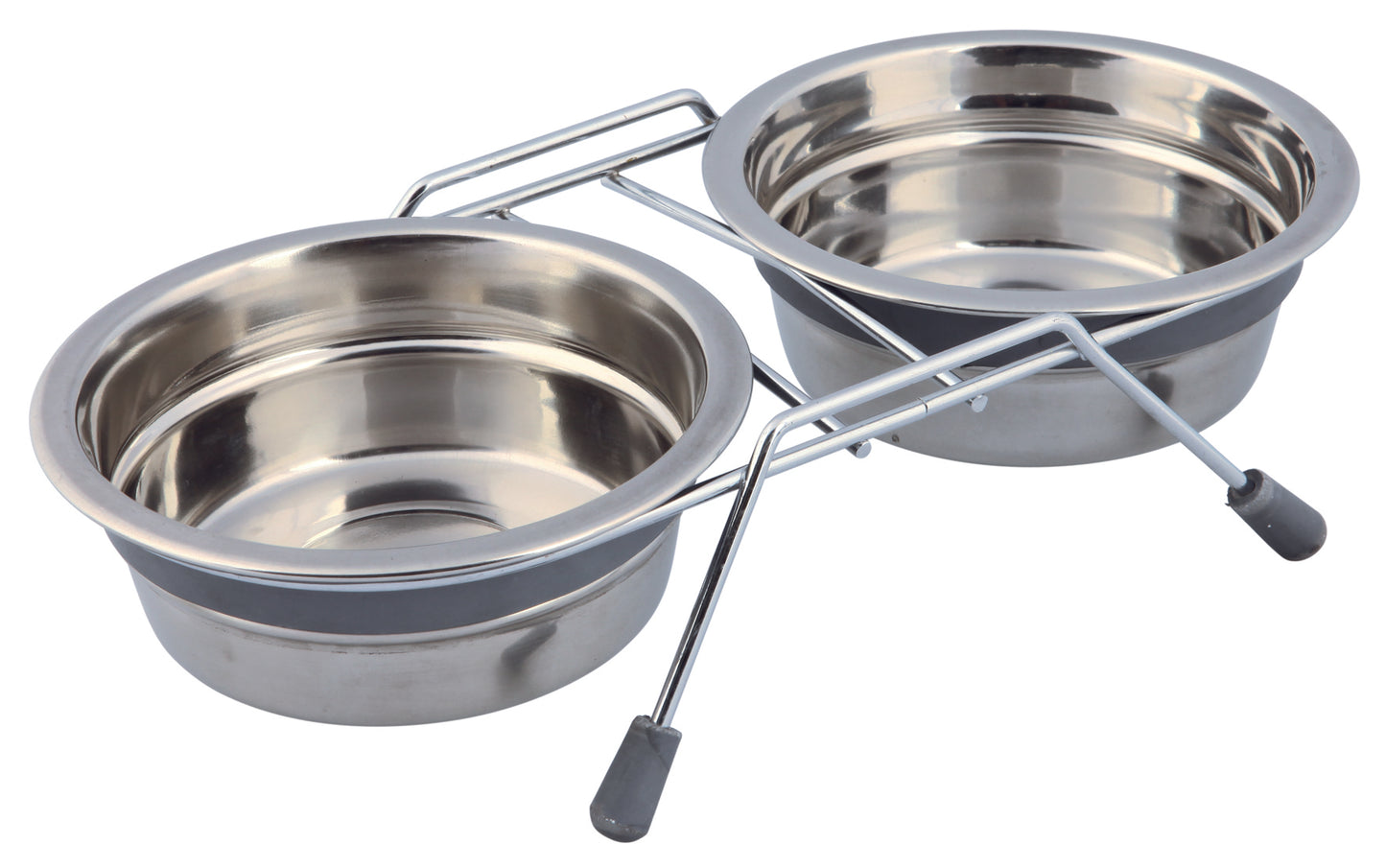 Napf-Set, Klapperschutz, Edelstahl/Metall, 2 × 0,45 l/ø 13 cm, grau