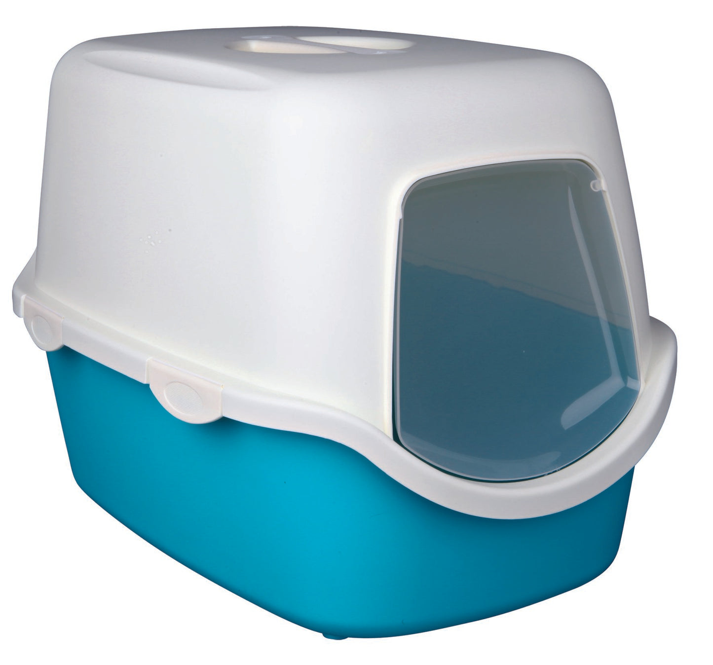 Katzentoilette Vico, mit Haube, 40 × 40 × 56 cm, türkis/weiß