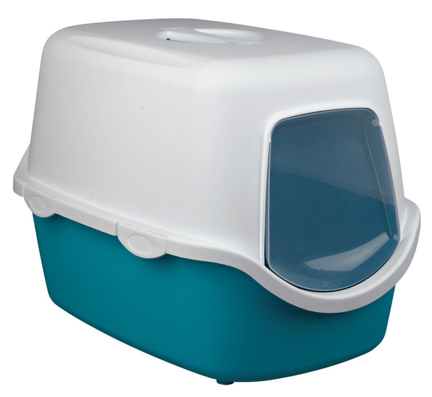 Katzentoilette Vico, mit Haube, 40 × 40 × 56 cm, türkis/weiß