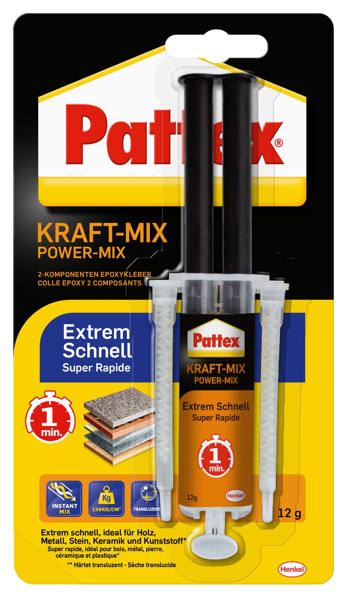 Pattex 2K-Epoxidharz Kraft Mix "Extrem Schnell" | 12g