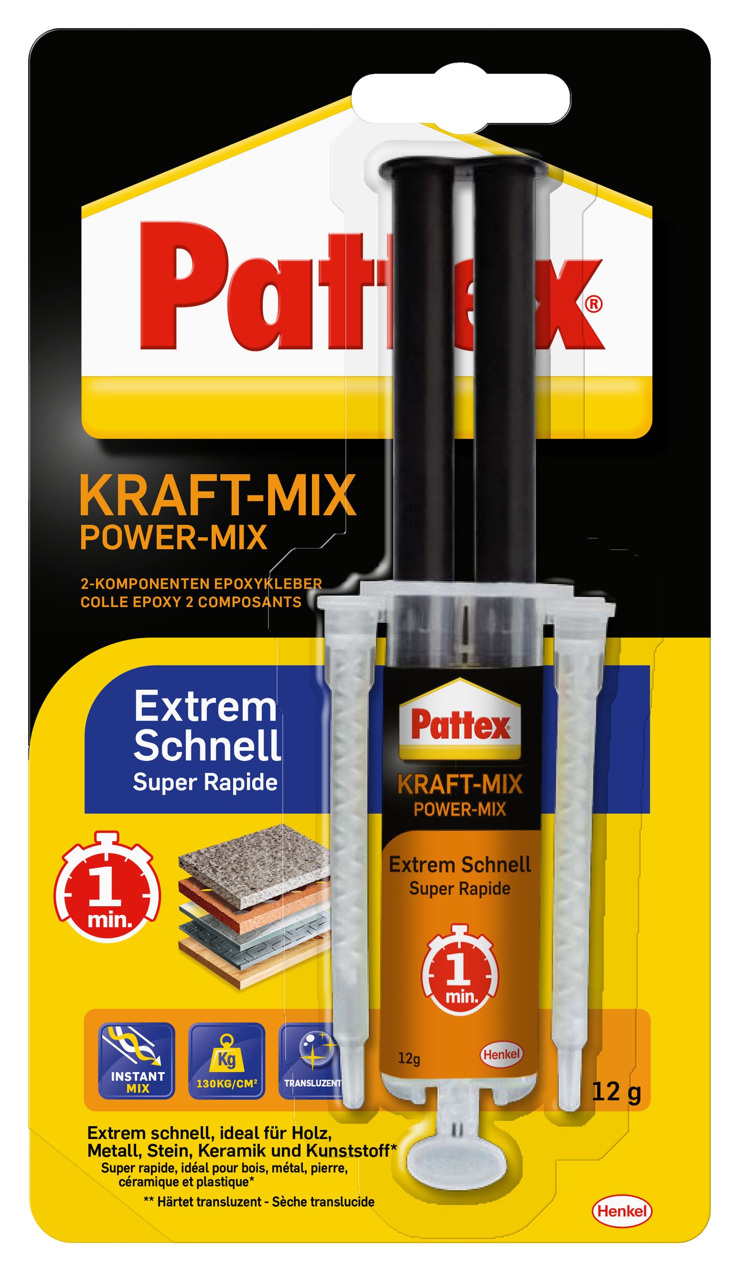 Pattex 2K-Epoxidharz Kraft Mix "Extrem Schnell" | 12g