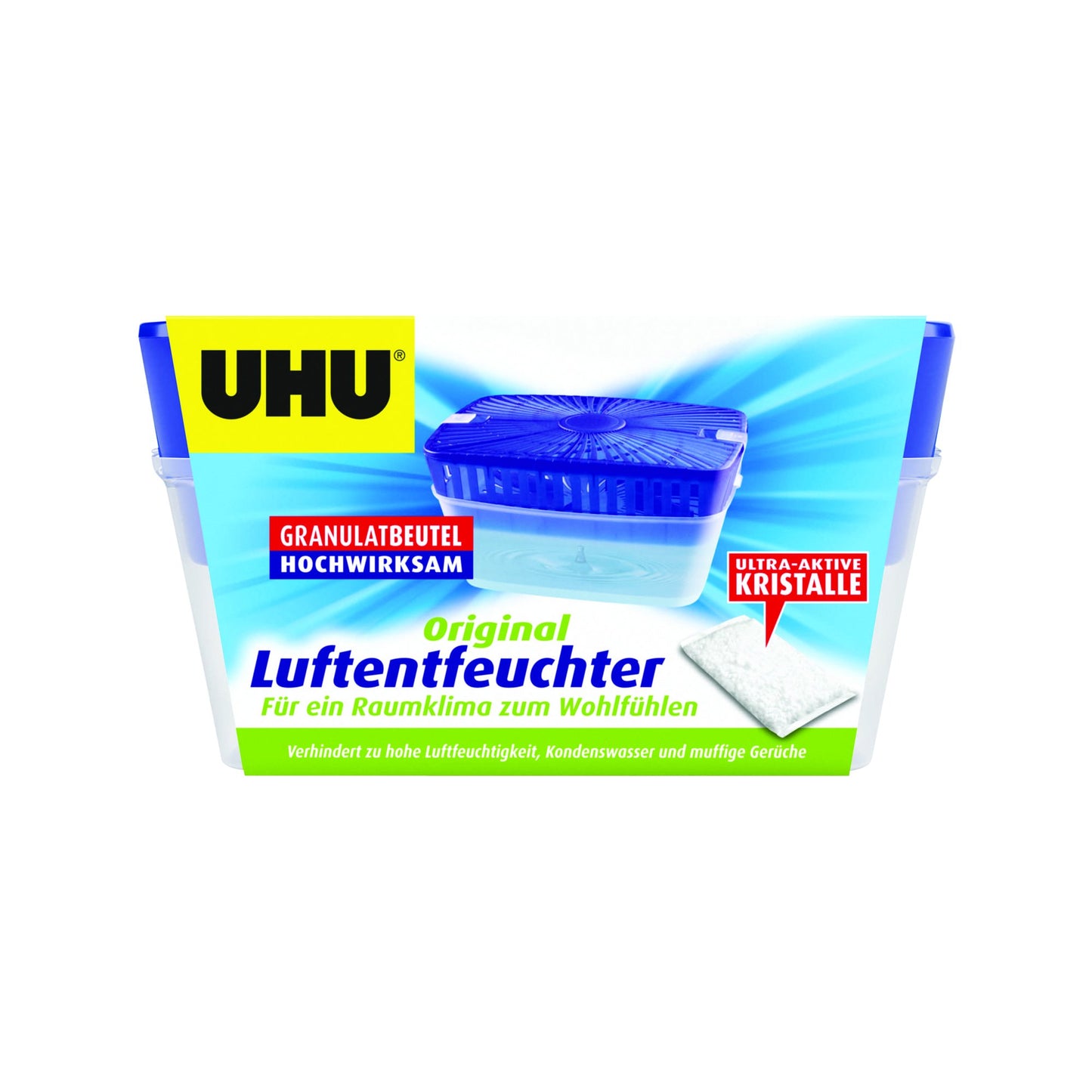 UHU Luftentfeuchter Original, Gerät inkl. Nachfüllbeutel, 1000g