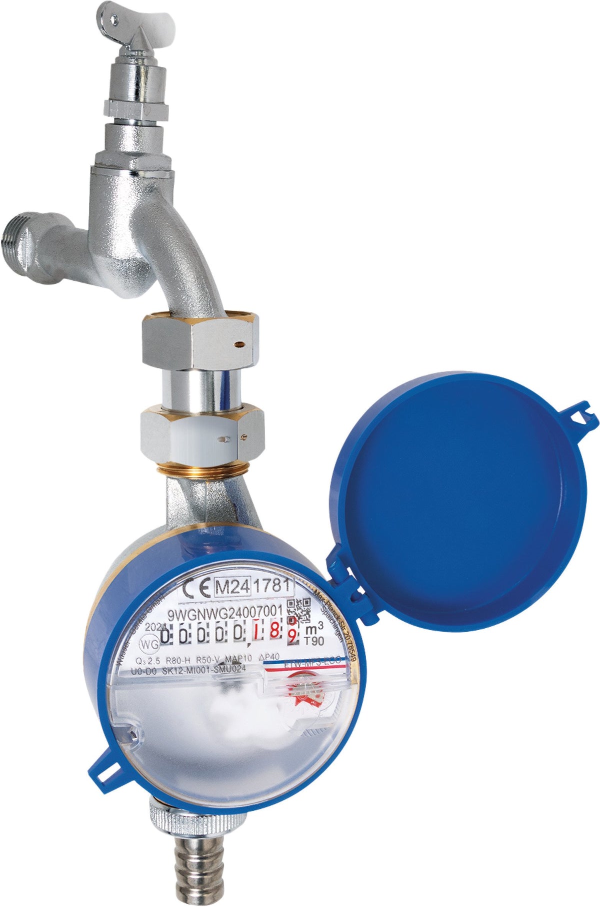 Wasserzähler f. Auslaufventil 1/2 rot-blau