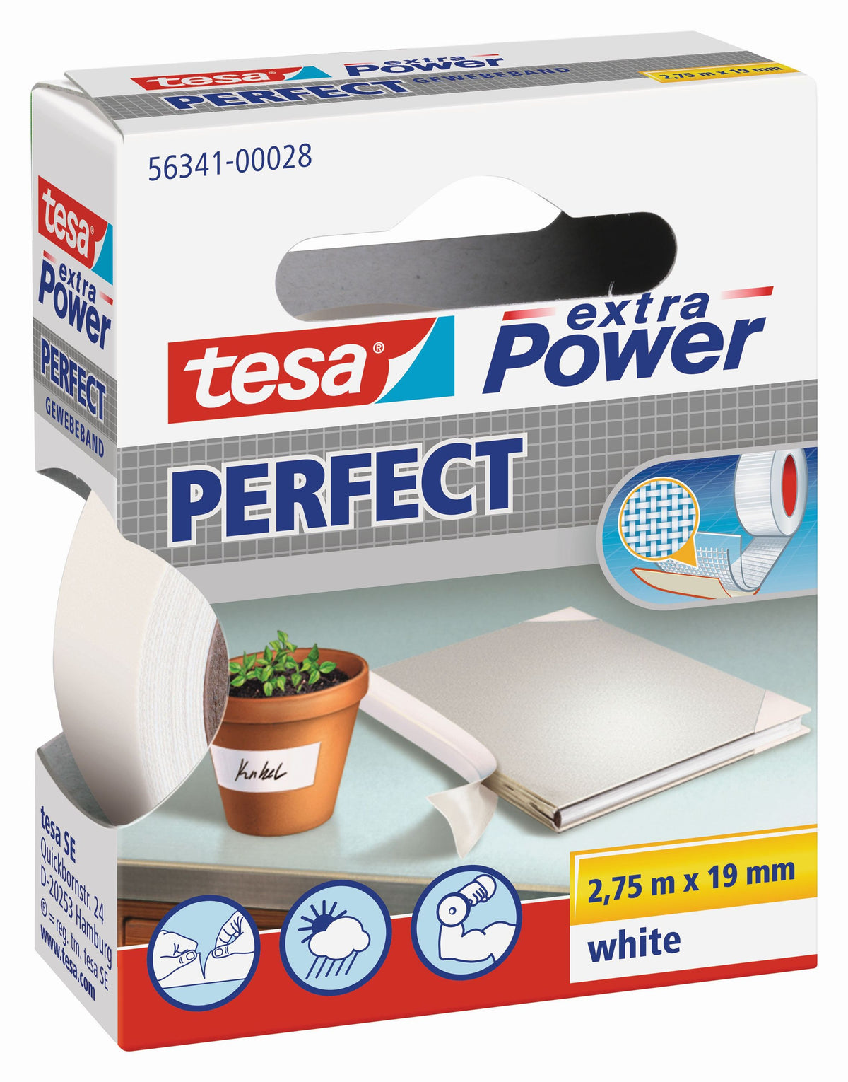 tesa® Gewebeband weiß | 19mm x 2,75m