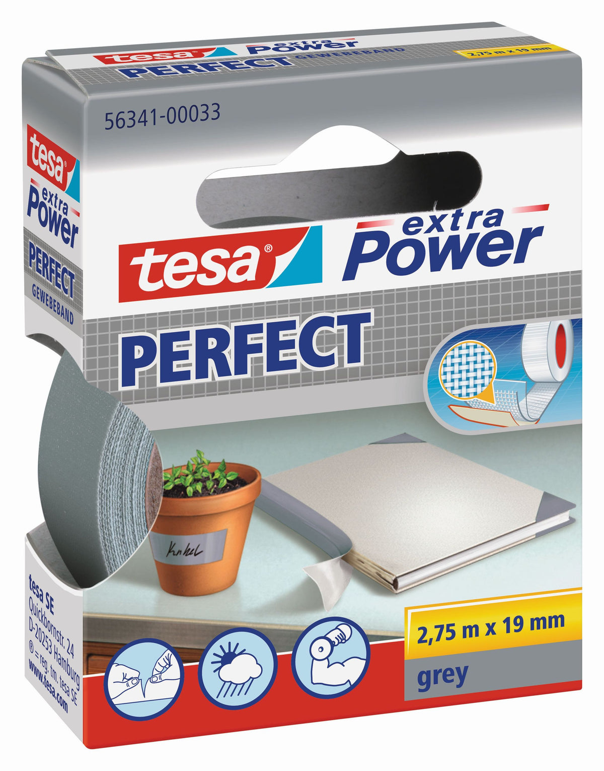 tesa® Gewebeband grau | 19mm x 2,75m
