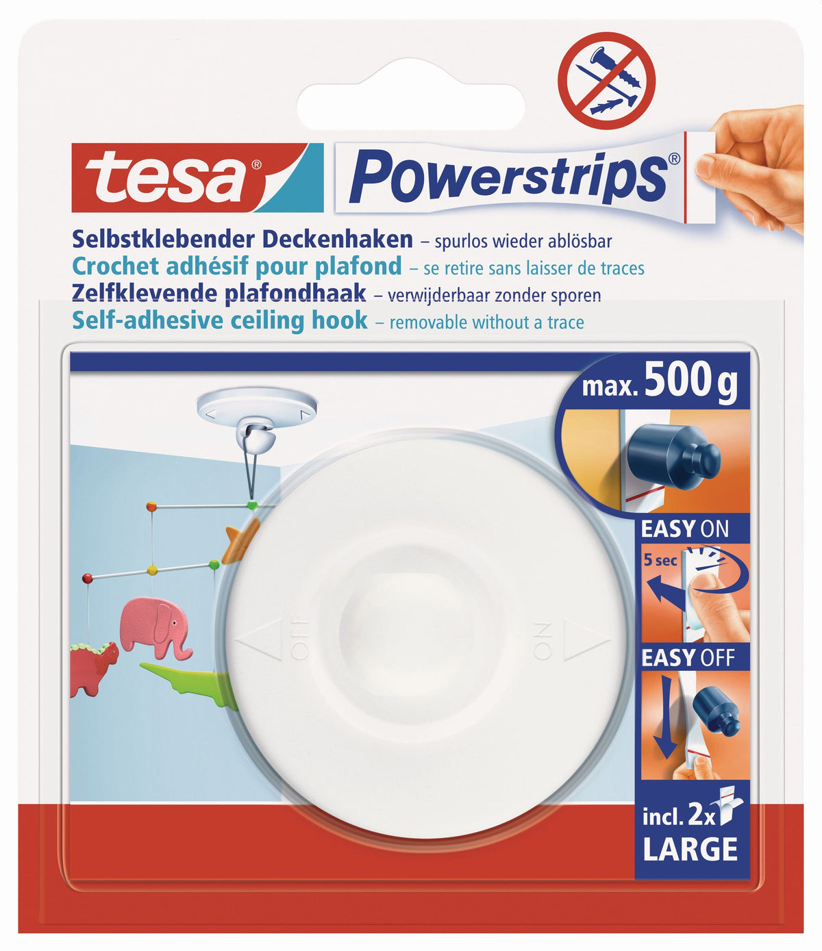 tesa Powerstrips® Deckenhaken | 500g Tragkraft