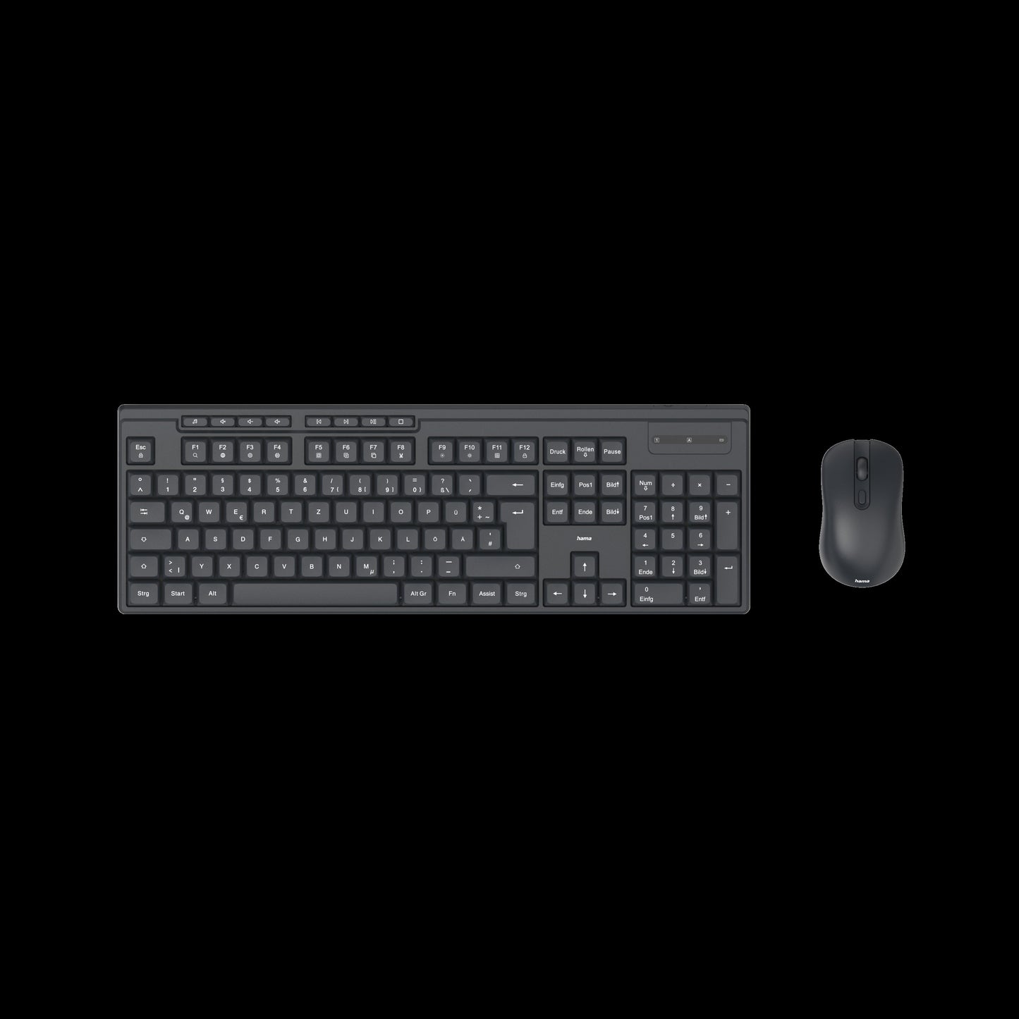 Hama Funktastatur mit Maus ''WKM-200'', 8 Media-Tasten, QWERTZ DE