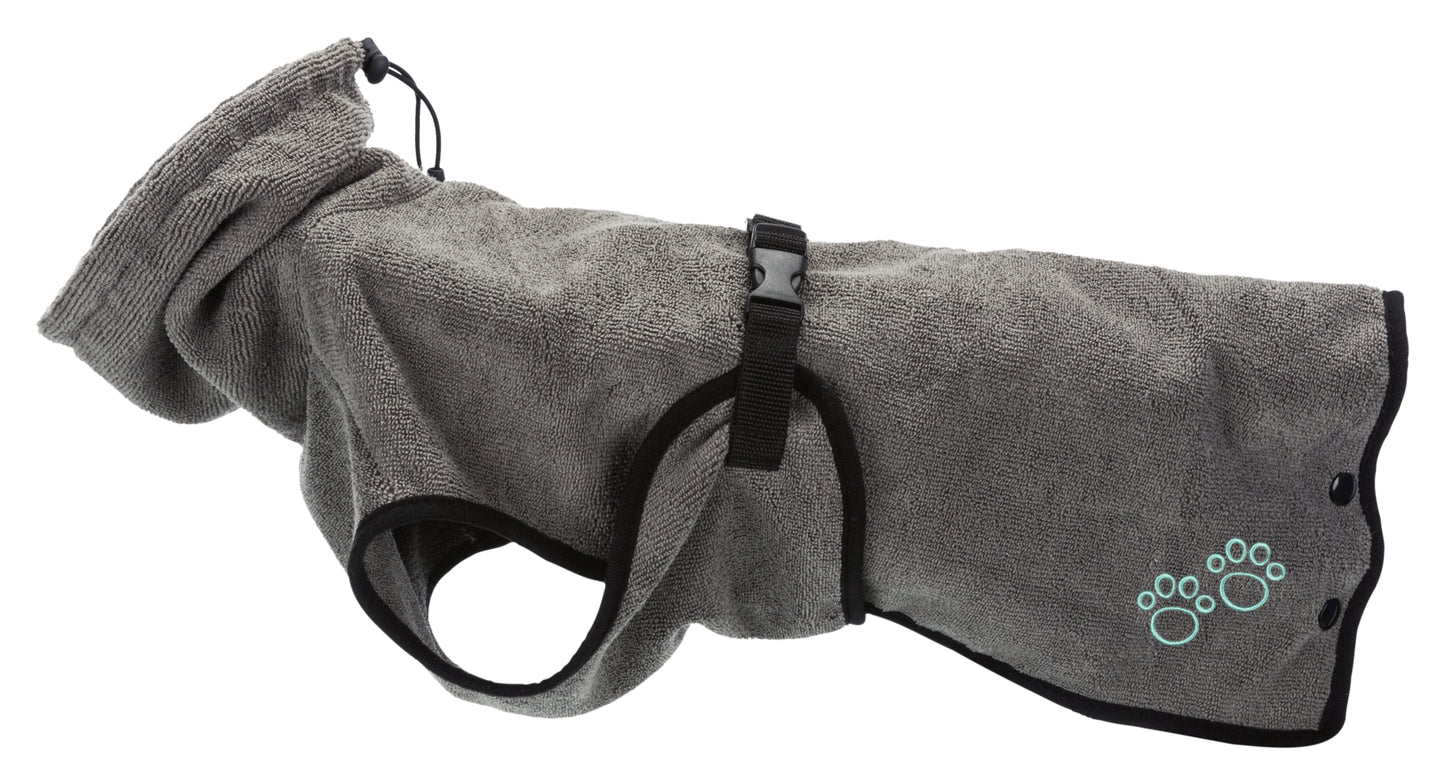Trixie Bademantel für Hunde, Baumwolle (S 40cm) | grau