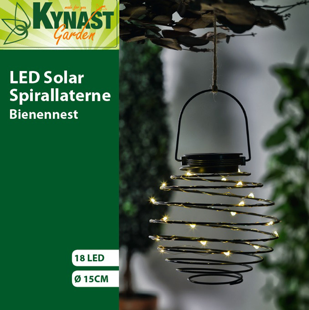 Solarleuchte Bienennest Spirallaterne, 18 LED, schwarz