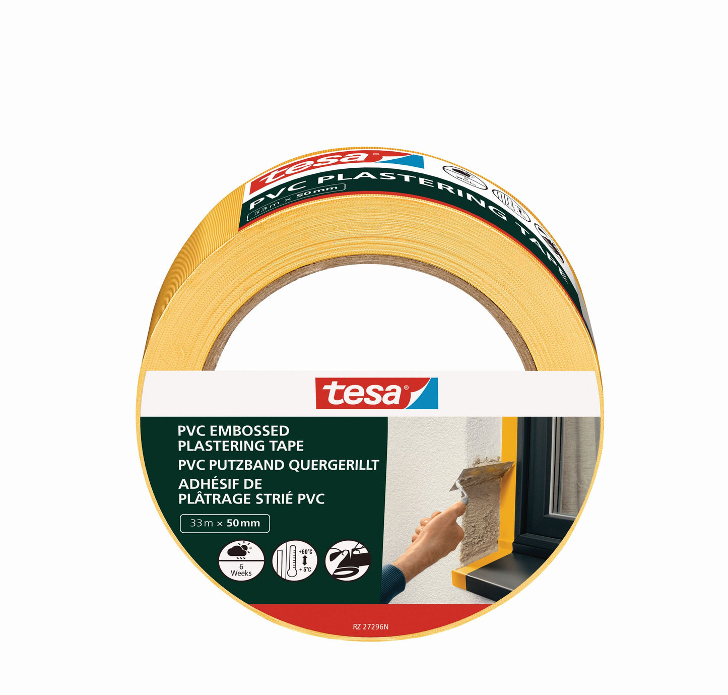 tesa Putzband quer-gerillt gelb | 50mm x 33m