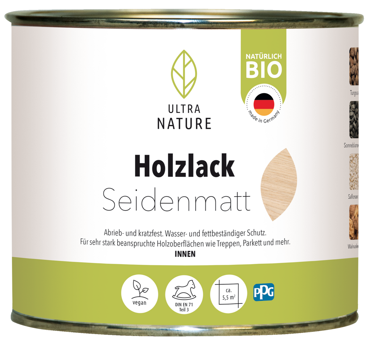 Ultra Nature Holzlack Farblos Seidenmatt 0.375L