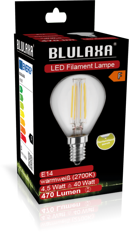 BLULAXA LED-Filament Lampe E14 470lm | ersetzt 40W (warmweiß)