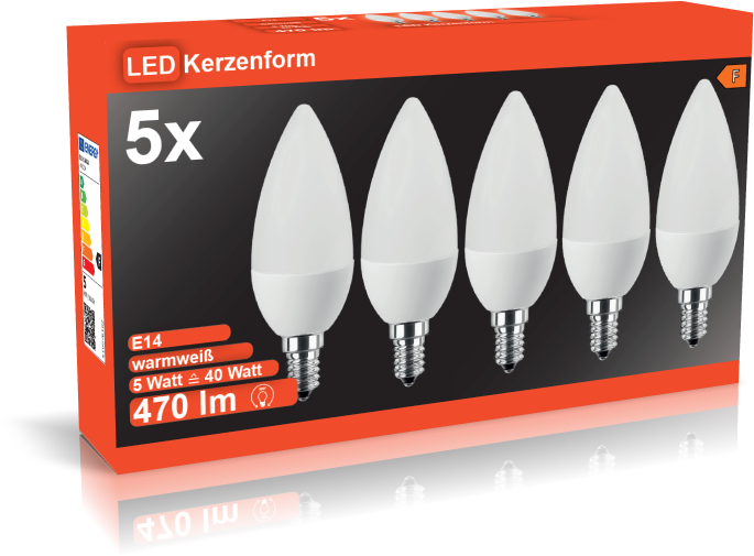 Vorteilspack! LED-Lampe E14 470lm | ersetzt 40W (warmweiß)