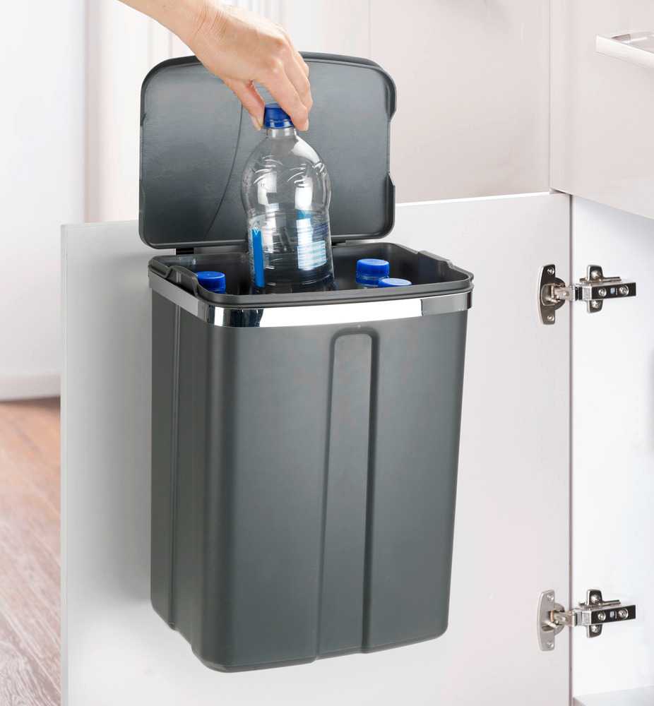 Wenko Tür-Abfalleimer 12 Liter grau